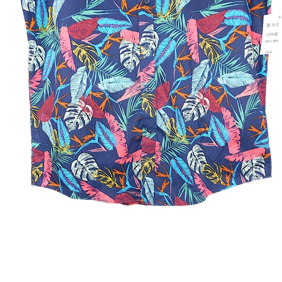 Club Room Men’s Tropical Hawaiian Button-Up Shirt Navy Multi – Size Large NWT - Picture 4 of 8